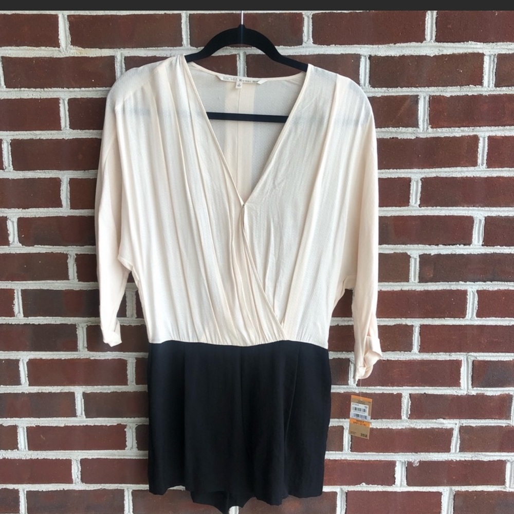 RACHEL Roy Beige and Black Shorts Romper NWT S